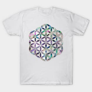 Flower of life Abalone shell on pearl T-Shirt